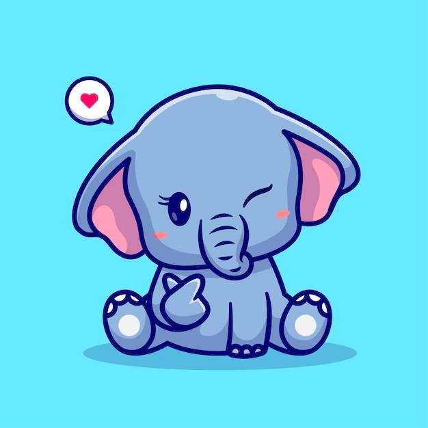 Cute elephant with love sign hand cartoon vector icon illustration animal nature icon isolated