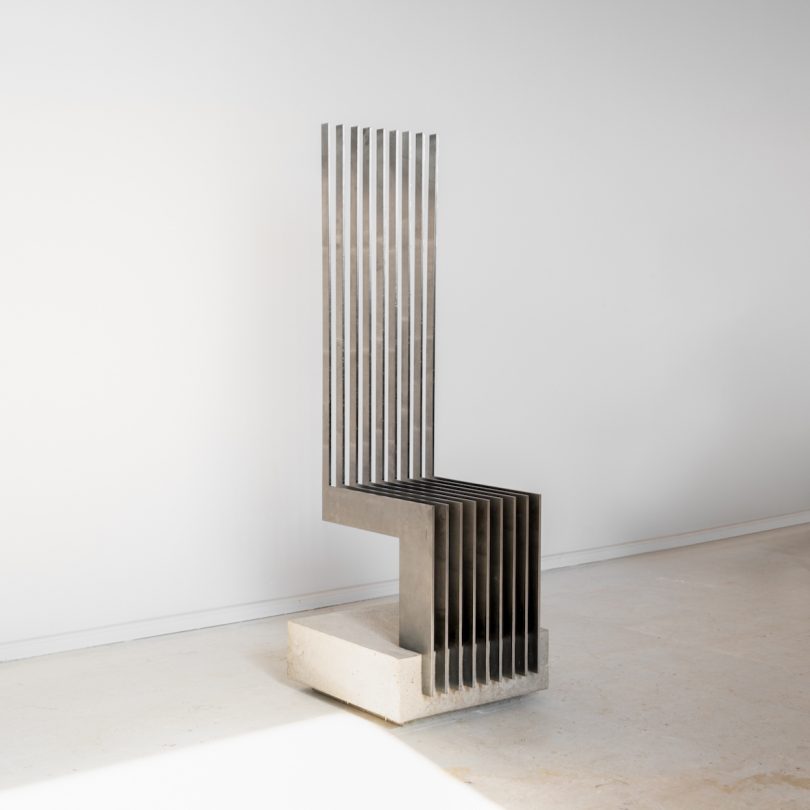 modern steel and concrete chair