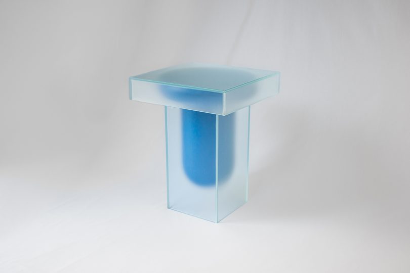 cyan and glass side table