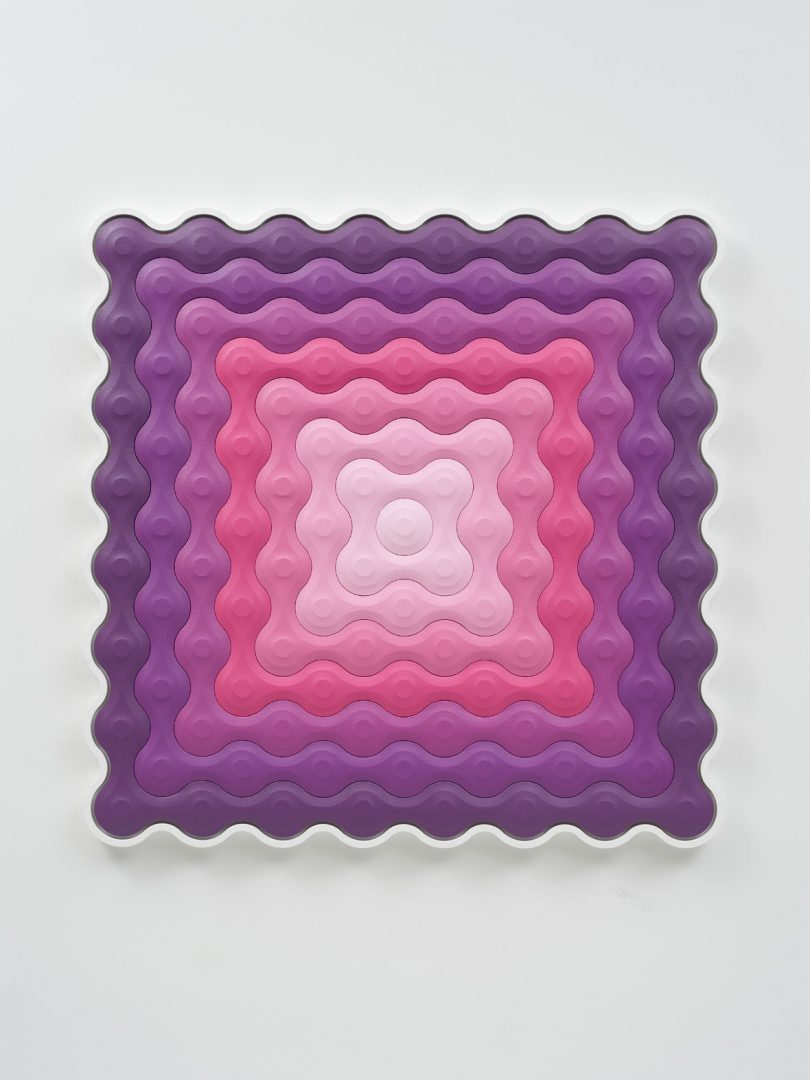 Purple and Pink 'Concentric Square D' painting