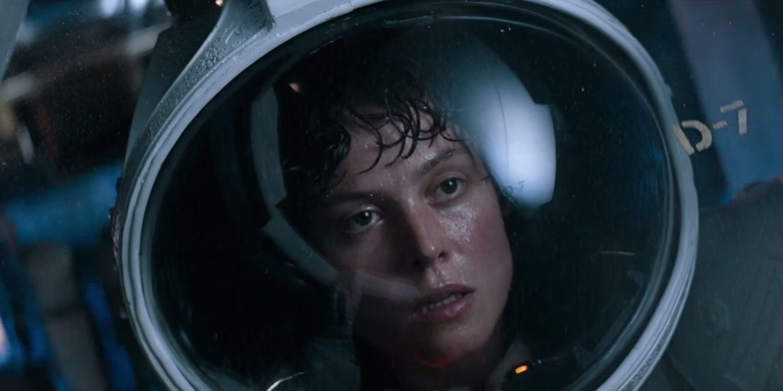 Sigourney Weaver as Ripley in a space suit in Alien
