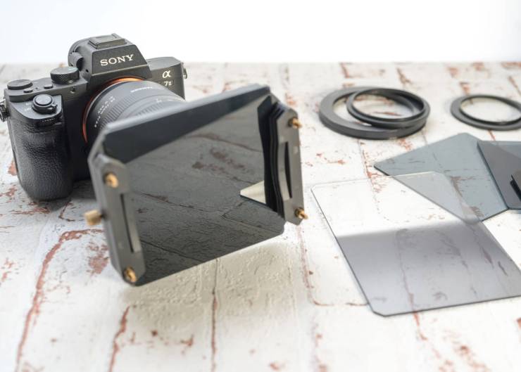 Graduated ND filter and filter holder on Sony camera