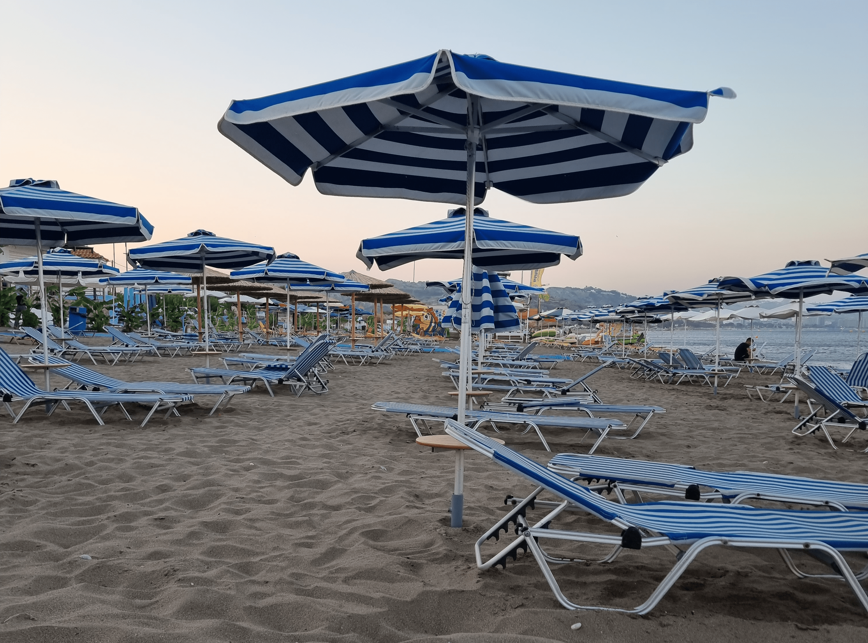 rhodes faliraki umbrellas and sunbeds