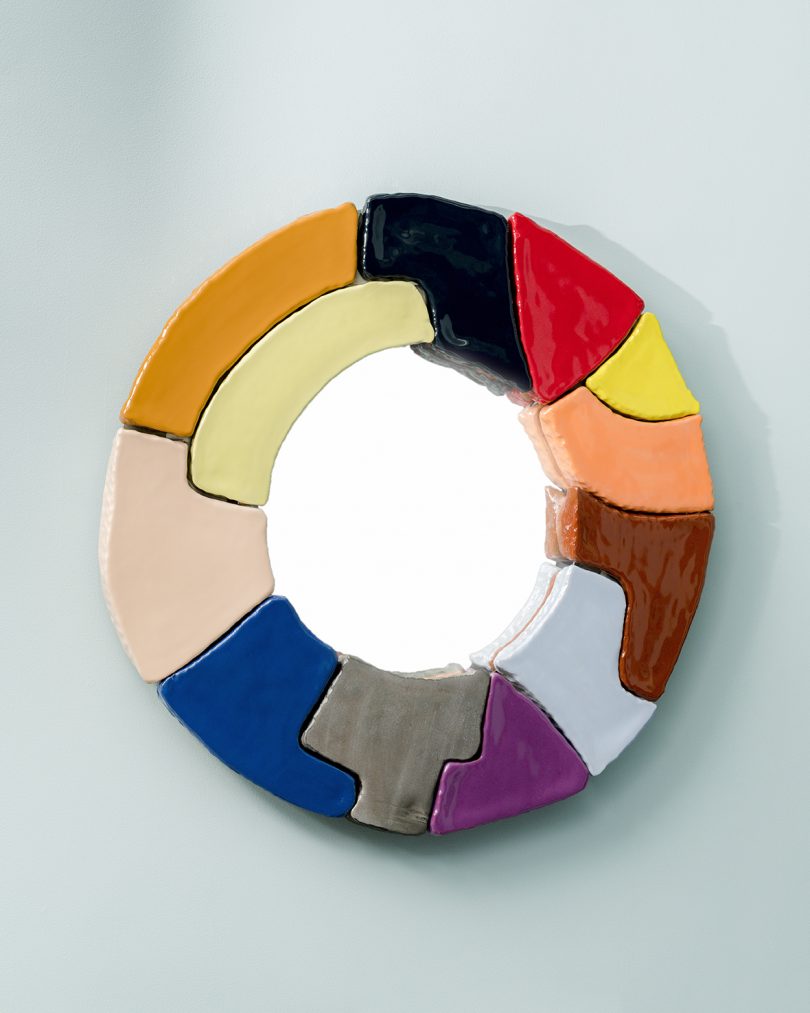colorful clay round mirror
