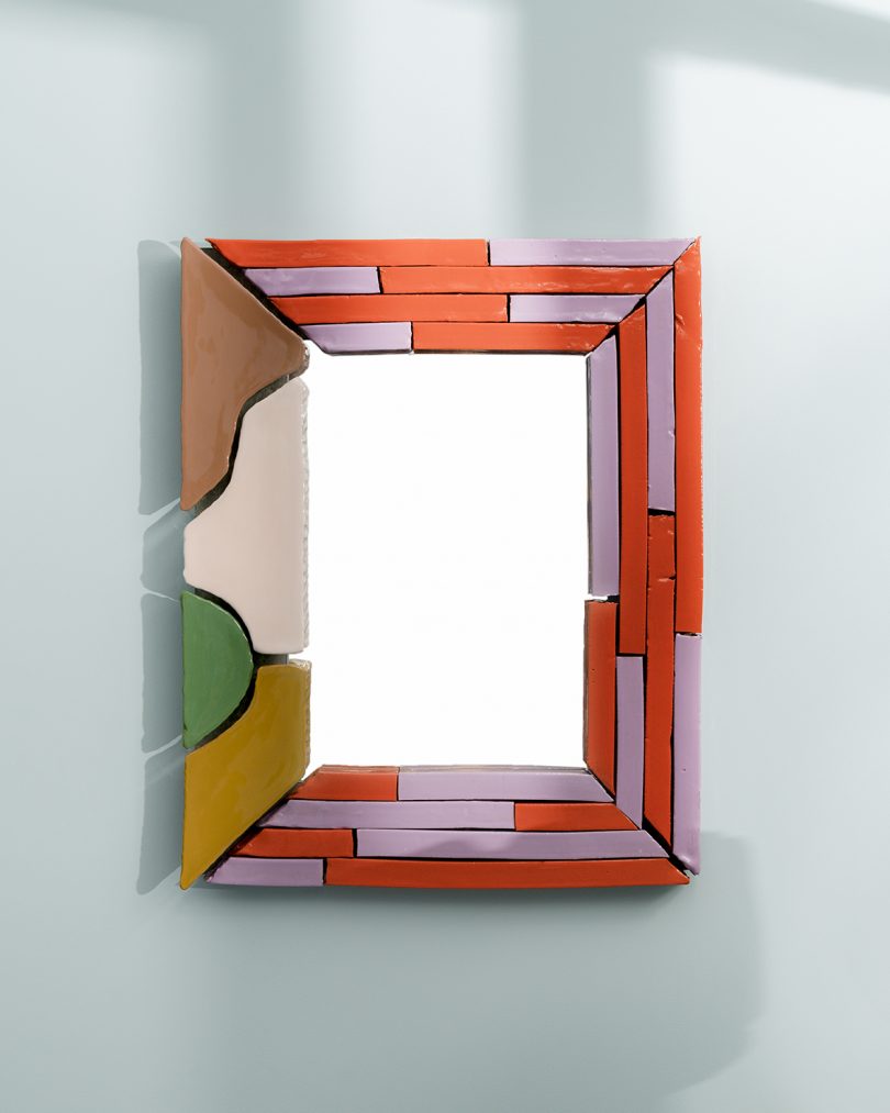 colorful clay rectangular mirror