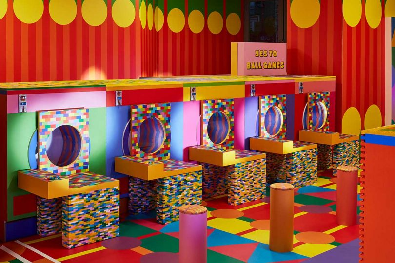 LEGO washing machines in colorful interactive installation