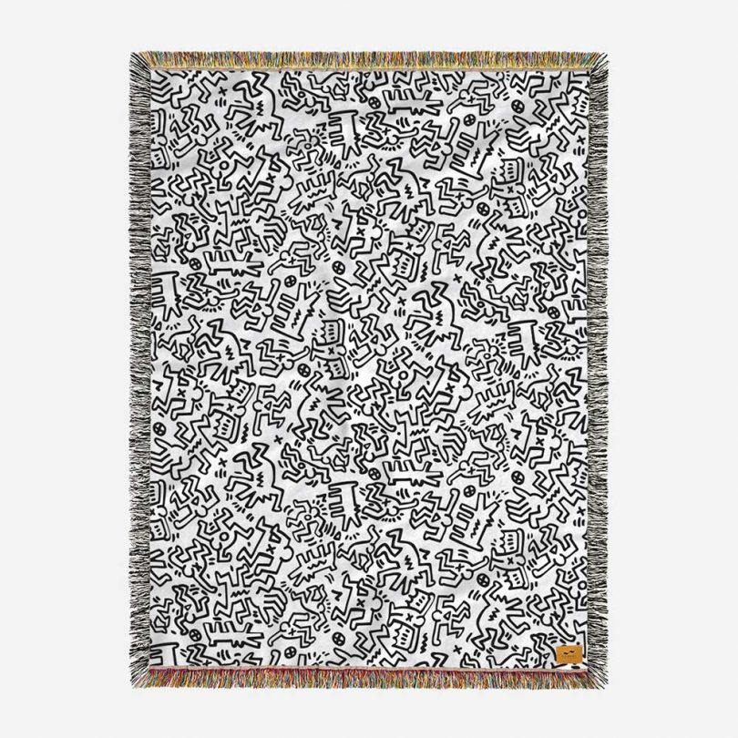Keith Haring blanket in black and white