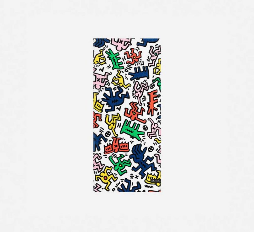 colorful fitness towel with keith haring figures