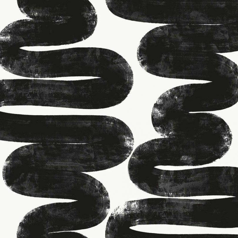 bold black & white squiggle wallpaper closeup