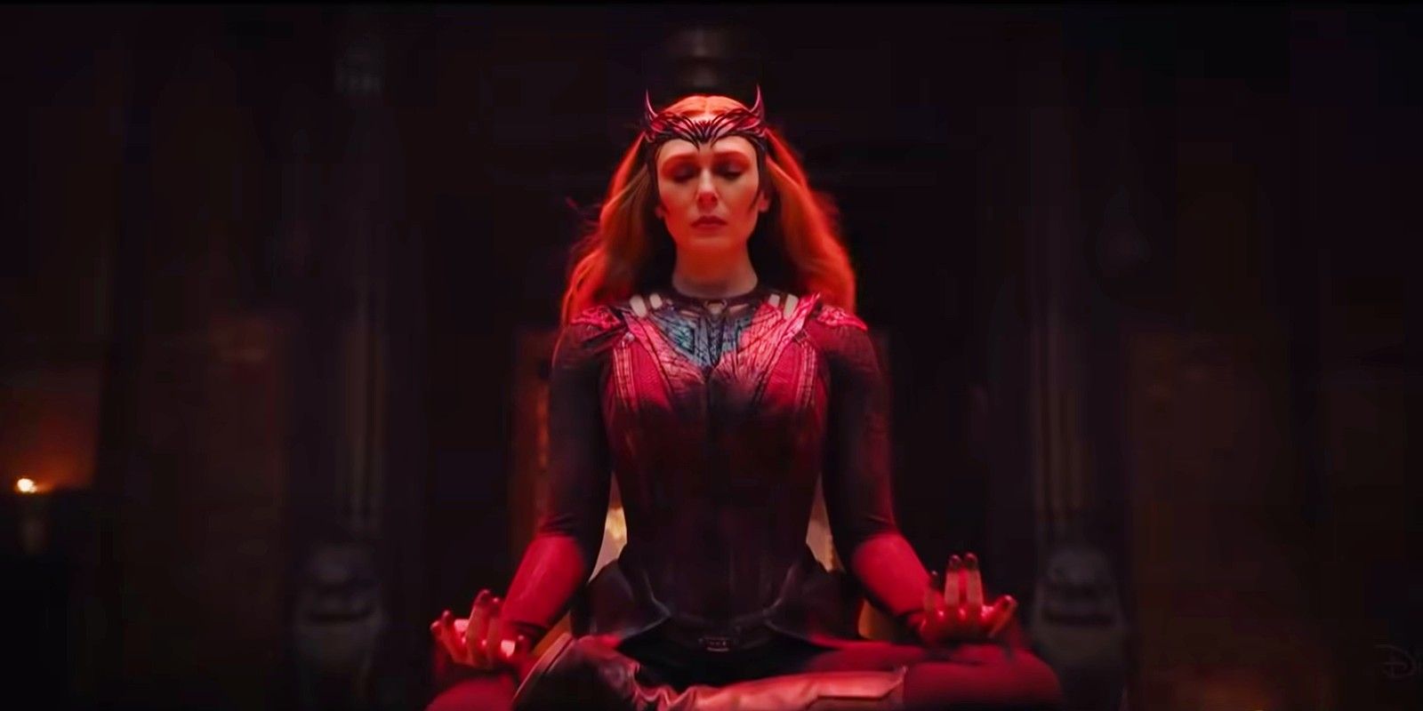 The Scarlet Witch meditating in Doctor Strange in the Multiverse of Madness.