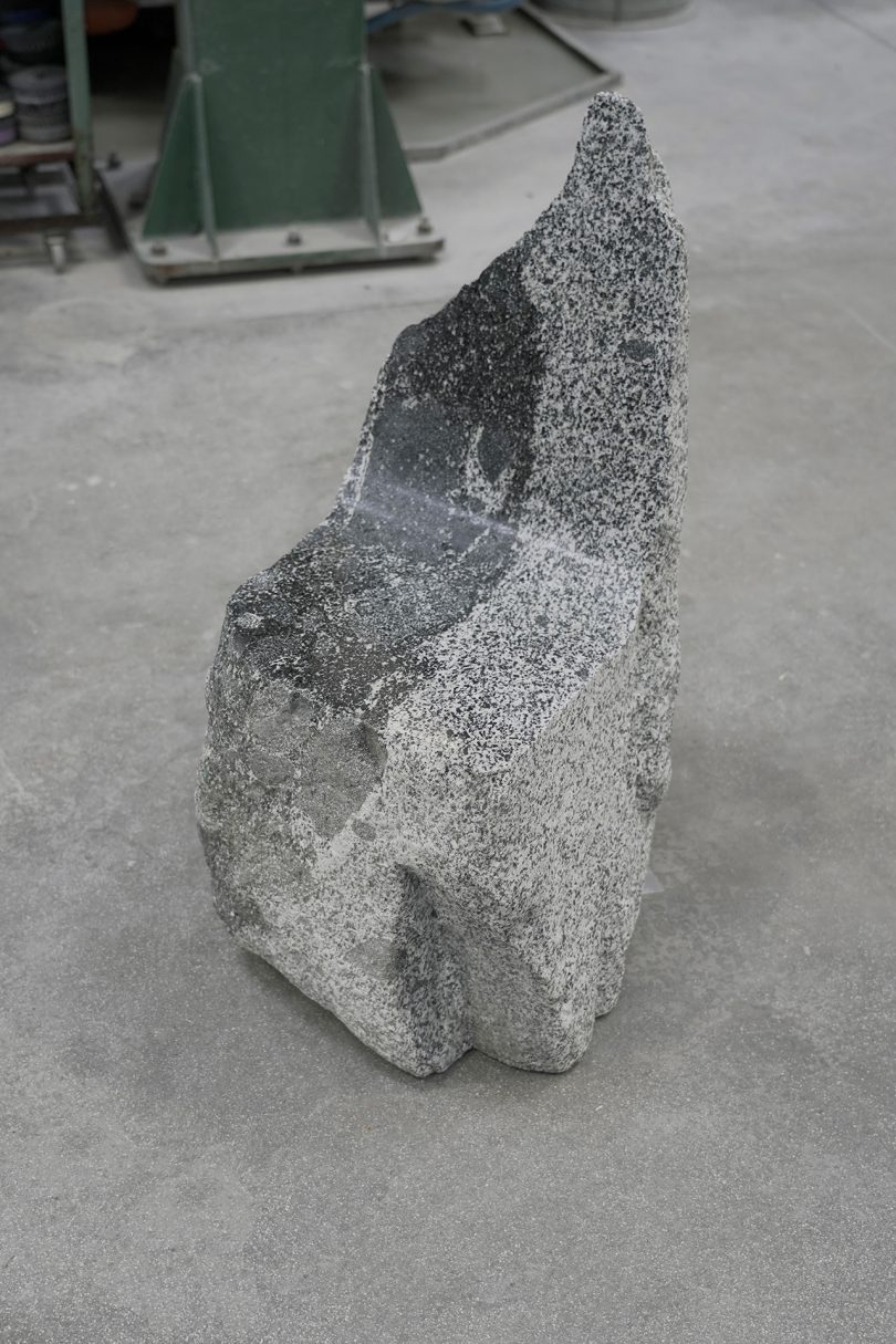 chair made of grey stone