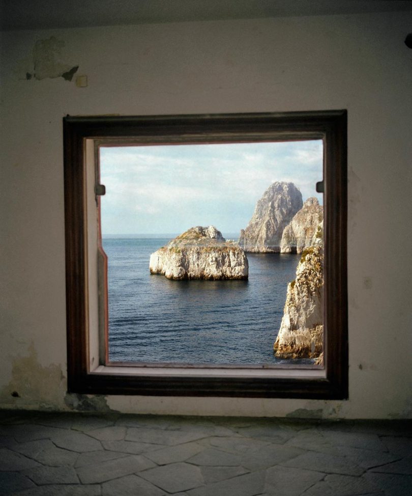 seascape viewed through window