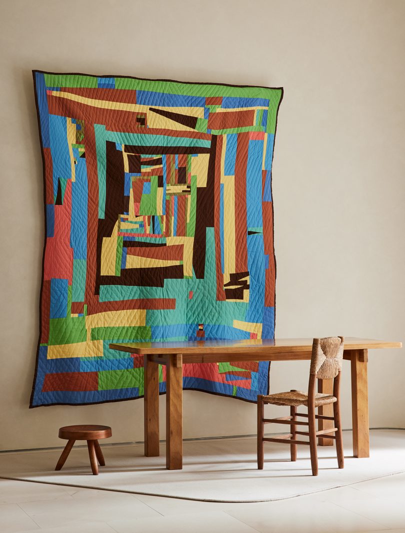 textile art, table, chair, stool