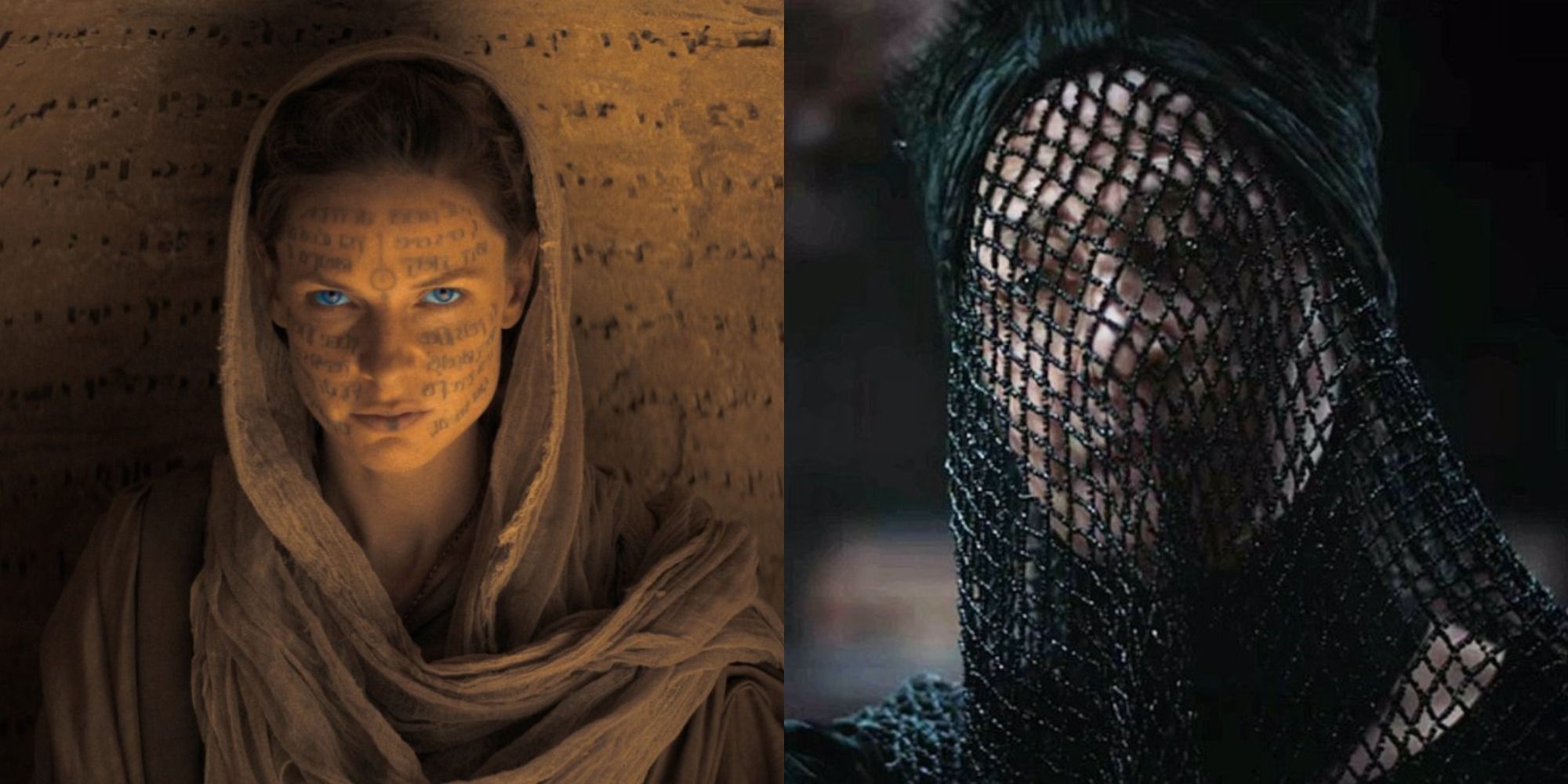 Split image showing Lady Jessica and the Reverend Mother Gaius Helen Mohaim in Dune 2021