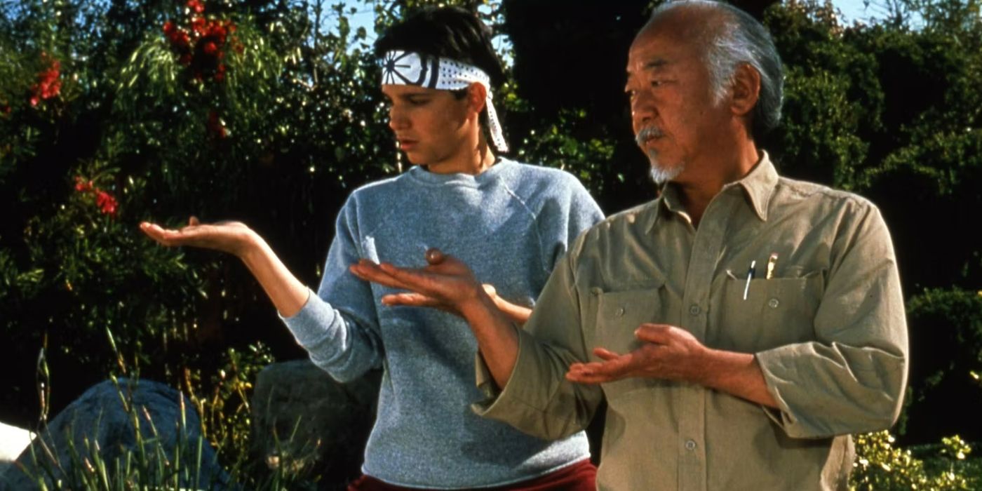 Miyagi teaching Daniel in The Karate Kid