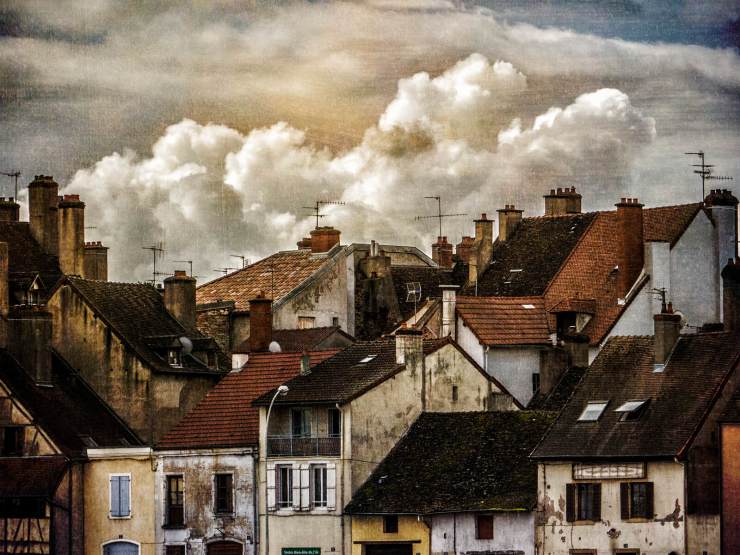 roof-line chalon, france with clouds