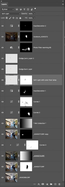 Adobe Photoshop Layers Palette showing light blending