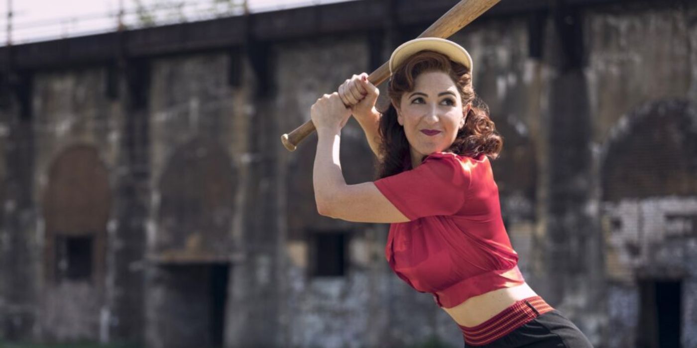 Greta holding a bat in A League of Their Own