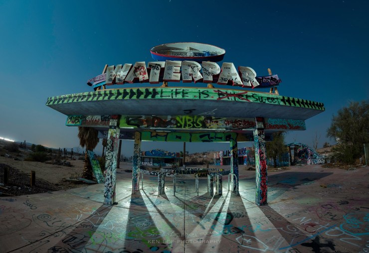 he entrance to the waterpark, with the letter "k" missing for quite some time. I lit this with a handheld ProtoMachines LED2 light during the exposure.
