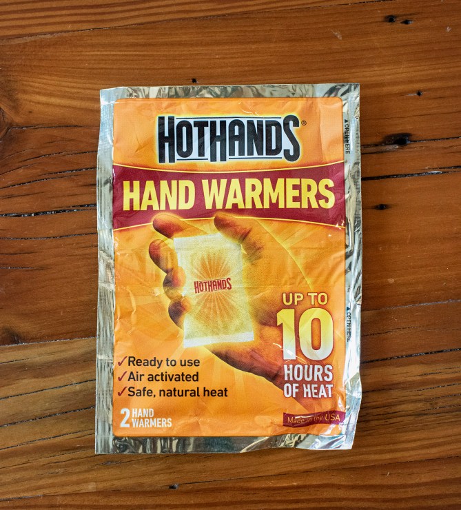 HotHands hand warmers. They're not just for warming your hands.