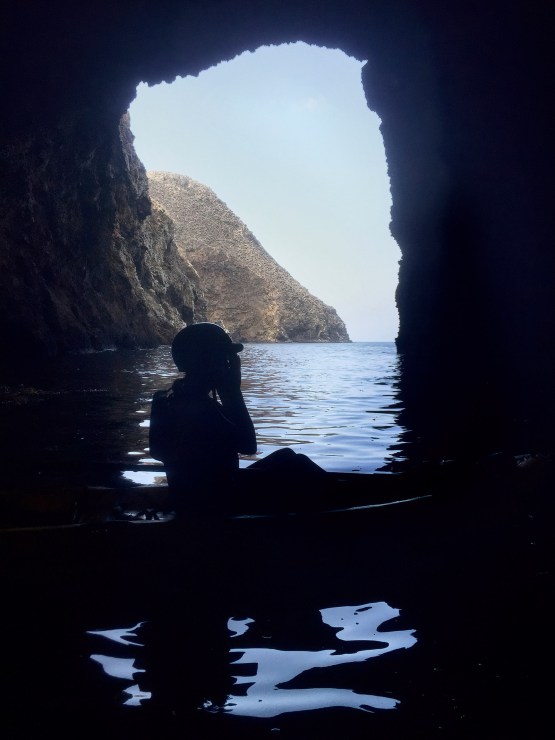 Inside of the enormous sea caves found on Santa Cruz Island.