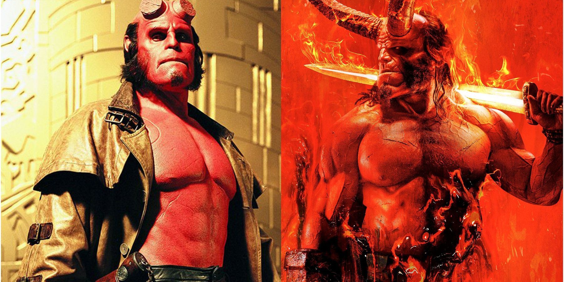 Hellboy Ron Perlman David Harbour Compariss