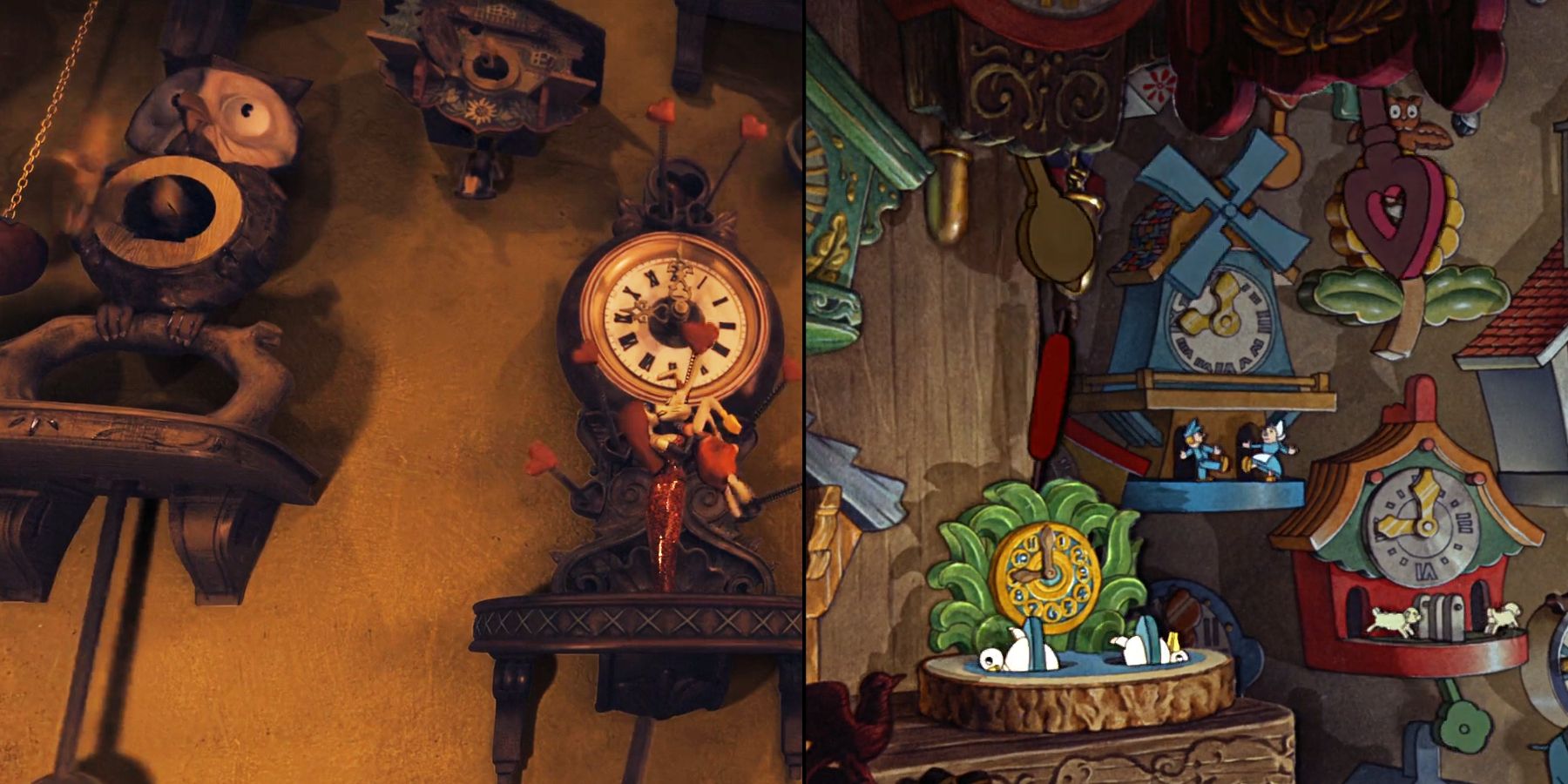 Disney easter egg clocks in the live-action Pinocchio remake