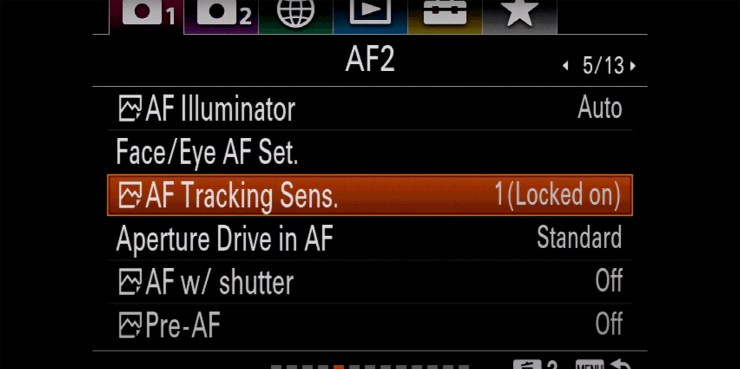 Sony setting AF Tracking Sens