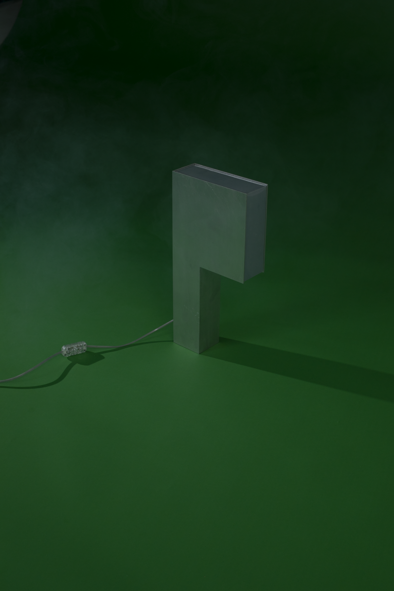 abstract lamp on dark green background