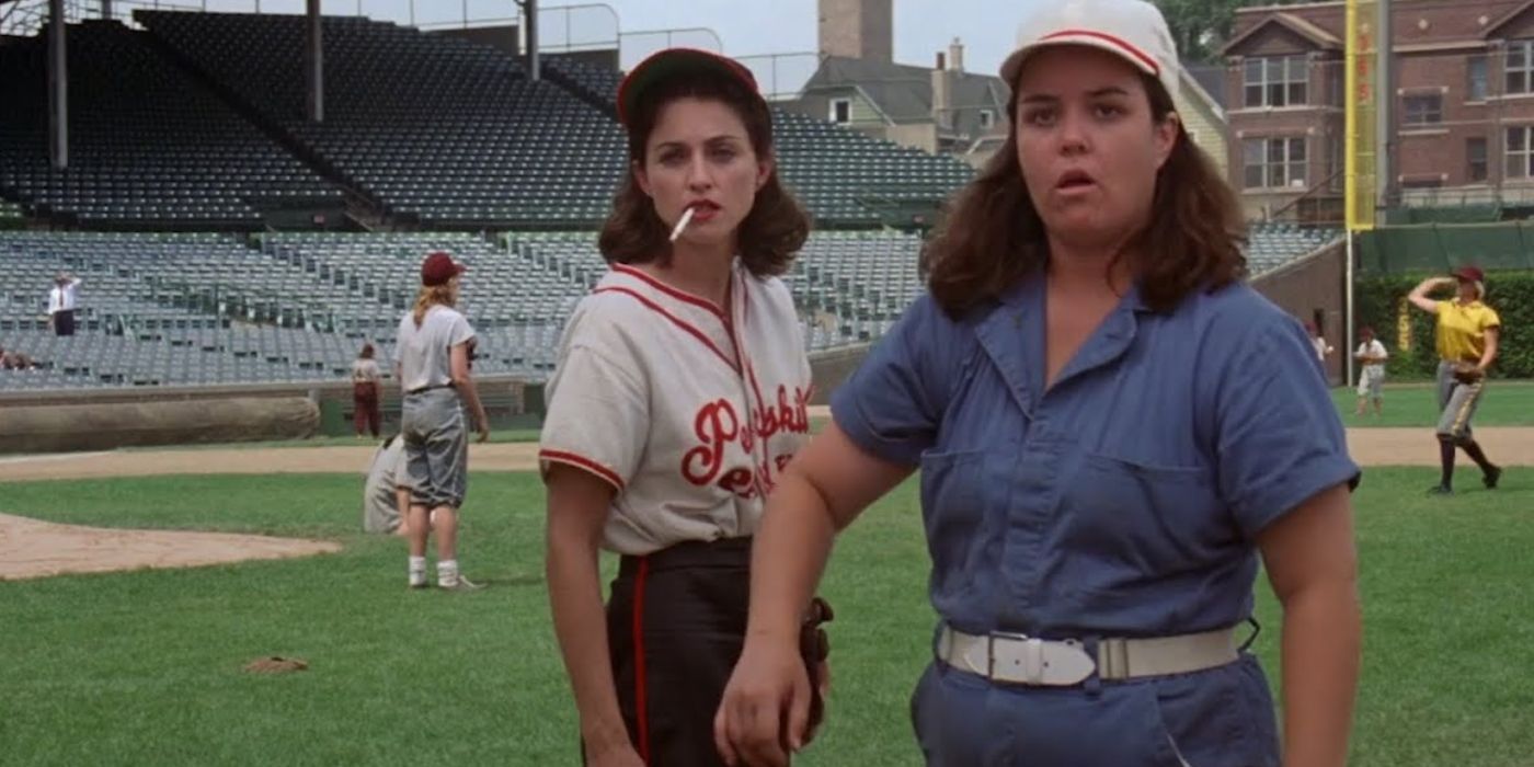 Mae and Doris on the field in A League of Their Own.