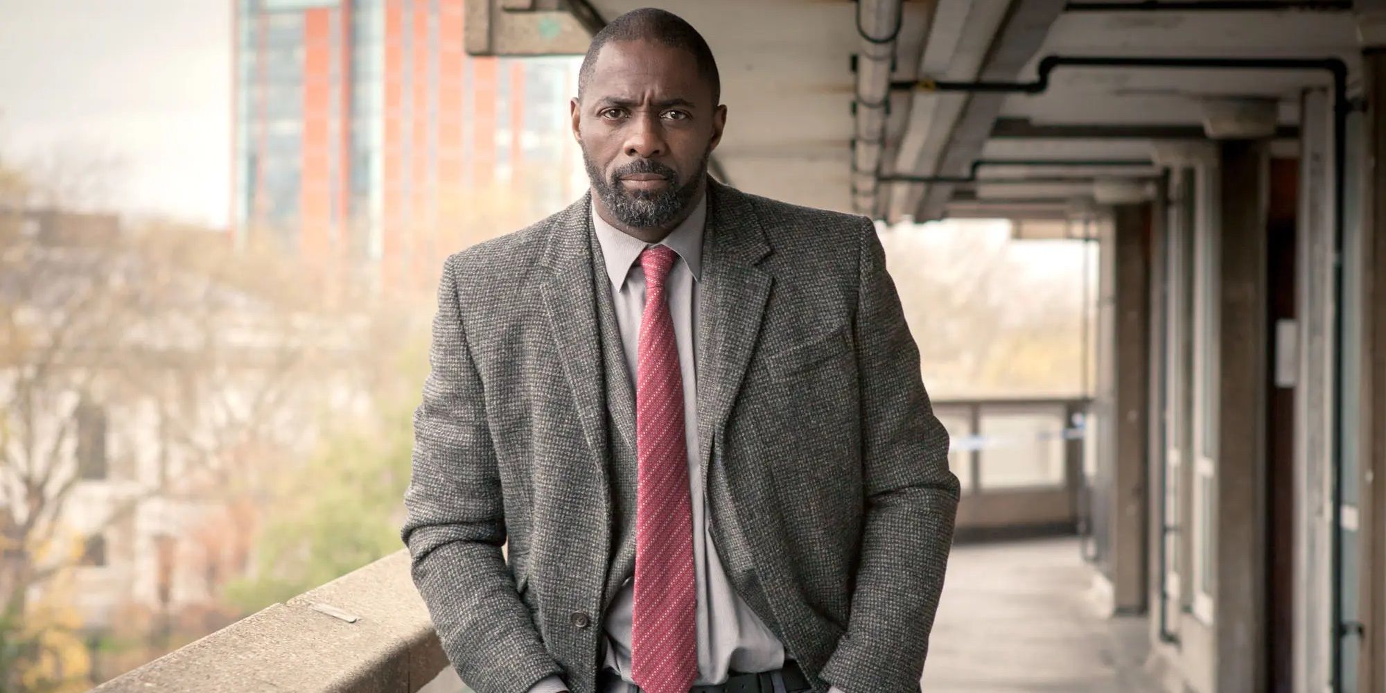 Idris Elba looking serious in Luther