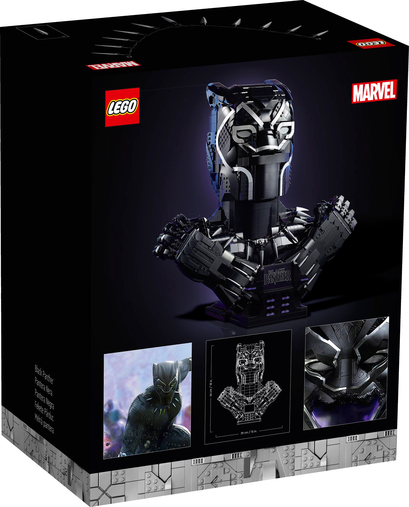 76215 LEGO Marvle Black Panther Bust Box BACK