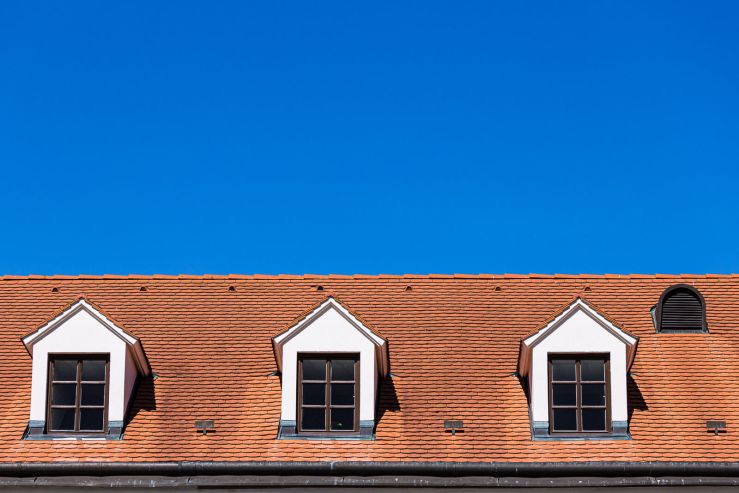 3 windows on the roof at Bratislava Castle.