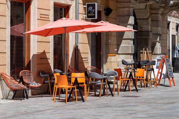 Main Square in Bratislava street cafe