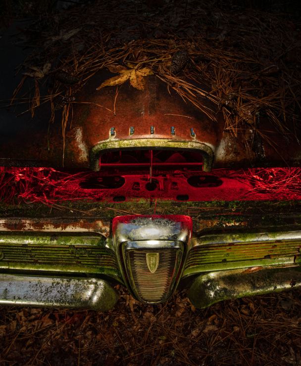 Photo by Tim Little. Night photo with light painting, Old Car City, rural Georgia.
