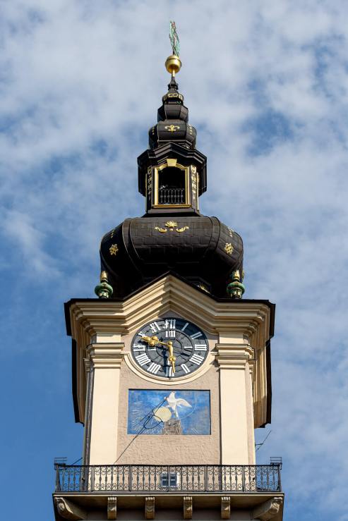 Linz town parish church clock tower